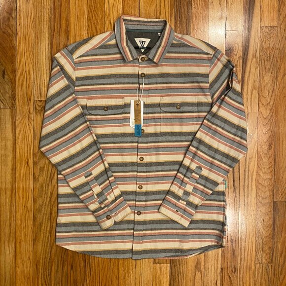 VISSLA New Men's Central Coast Flannel Long Sleeve Button Down Size Large Dune - Picture 6 of 6